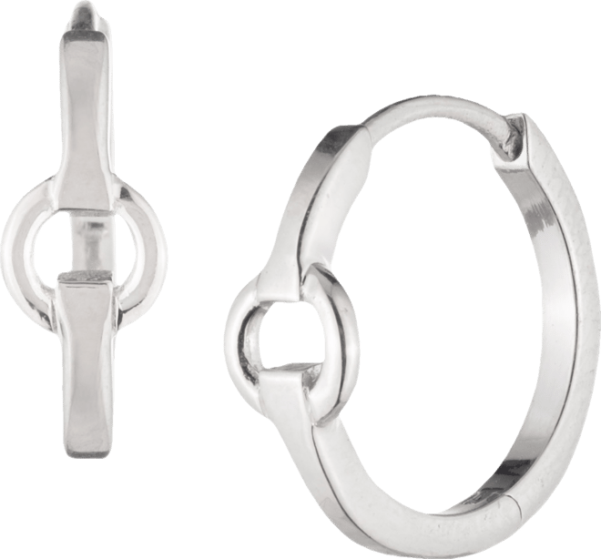 Sterling Silver Small Link Hoop Earrings, 0.55"
