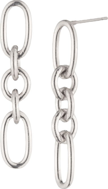 Sterling Silver Link Linear Drop Earrings