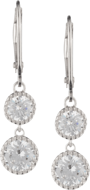 Sterling Silver Cubic Zirconia Double Drop Earrings