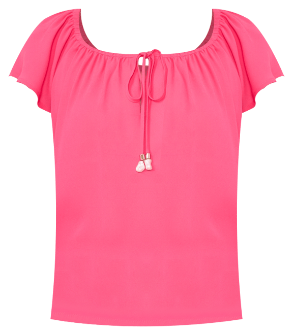 Women's Round-Neck Flutter-Sleeve Blouse