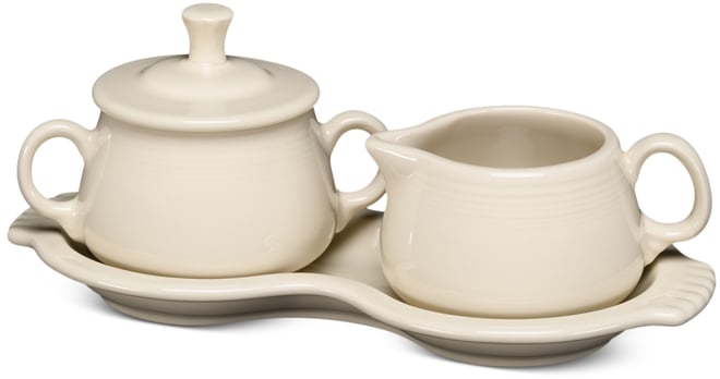 Linen 4-Piece Sugar Bowl And Creamer Set w/ Tray