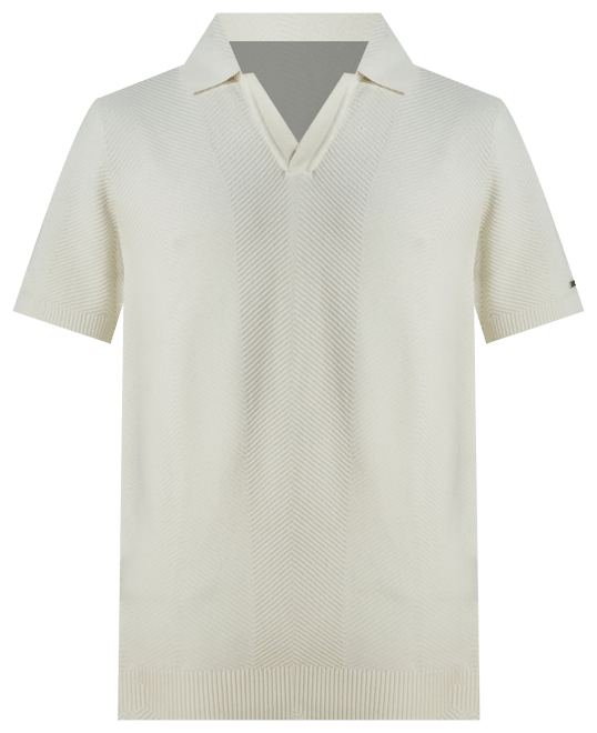 Men's Short Sleeve Textured Open Collar Polo Shirt