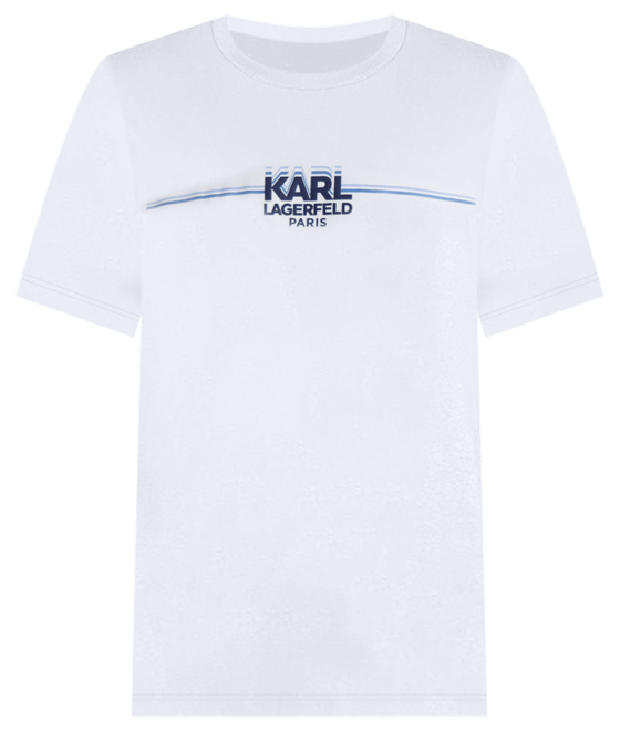 Men's Short Sleeve Crewneck Racing Stripe Logo T-Shirt