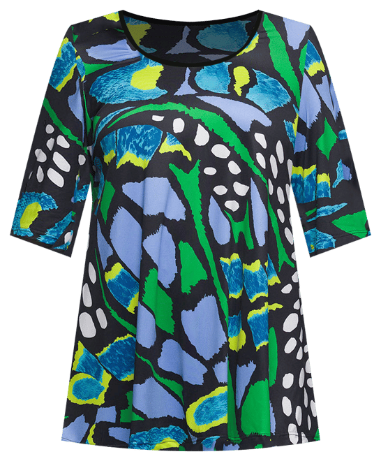 24seven Comfort Apparel Plus Womens Scoop Neck Elbow Sleeve