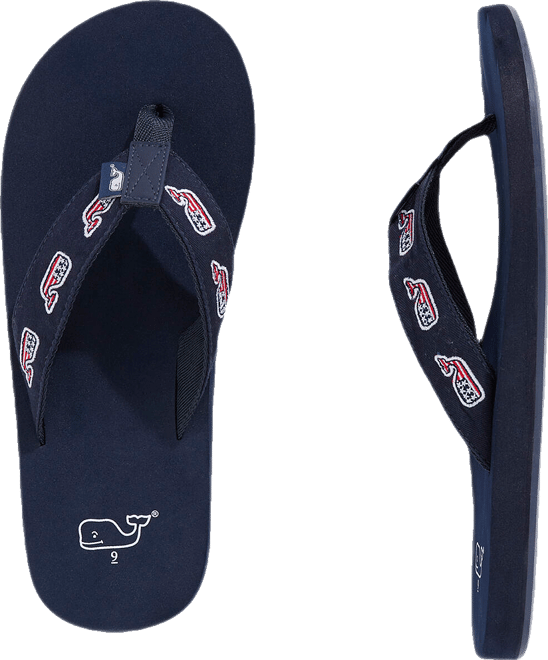 Embroidered Flag Whale Foam Flip Flops