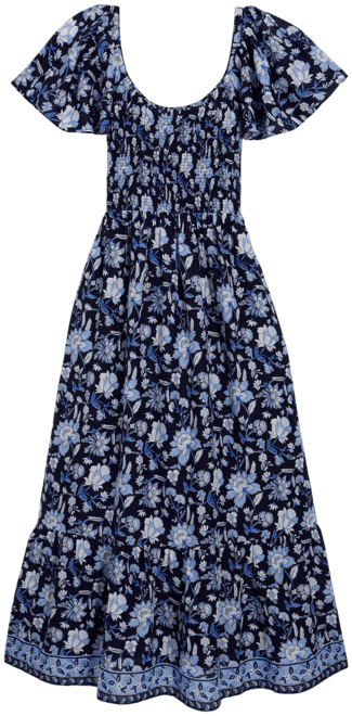 Ellen Flutter-Sleeve Maxi Dress