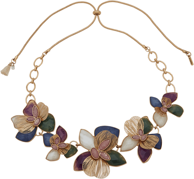 Gold-Tone Flower 26" Slider Frontal Necklace