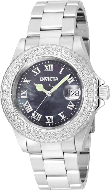 Women's 21711 Angel Quartz 3 Hand Black Dial Watch