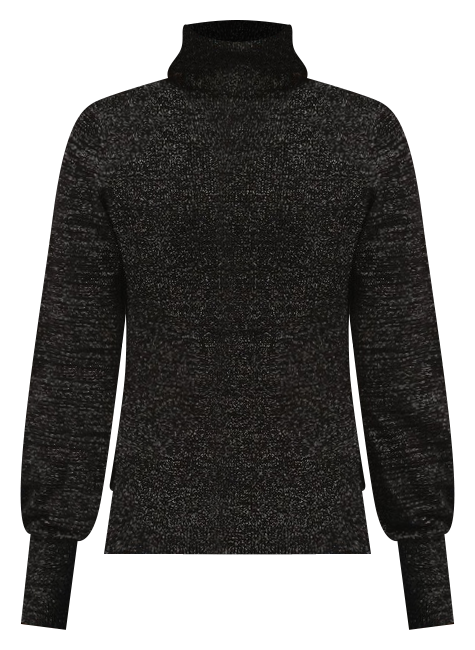 Frost Shimmer Roll Neck Knit Jumper in Black