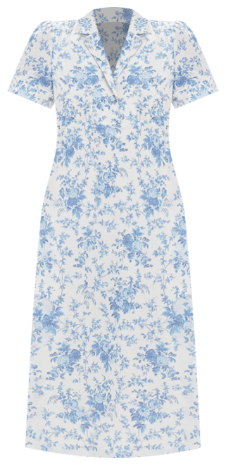 Forget Me Not Floral Cotton Linen Bellamy Dress