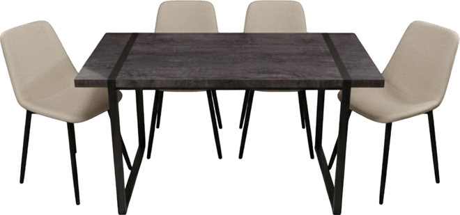 Streamdale Black Dining Table & 4 Suede Chairs