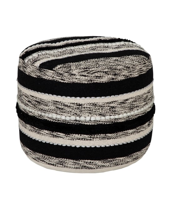 Cotton Pouf Ottoman for Living Room Seating and Decorative Accent