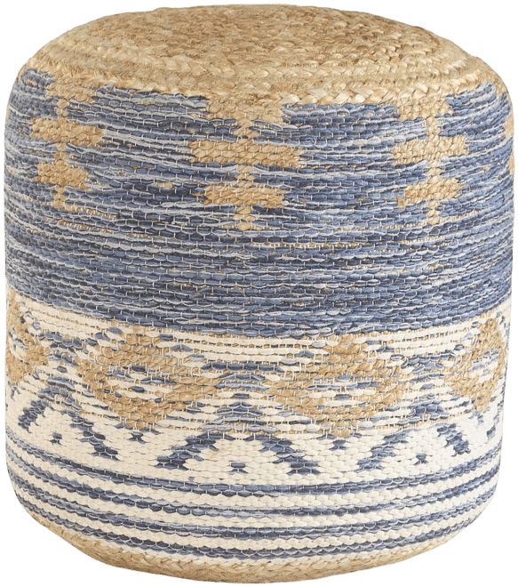 Woven Jute Ottoman for Extra Seating and Rustic Living Room Accent