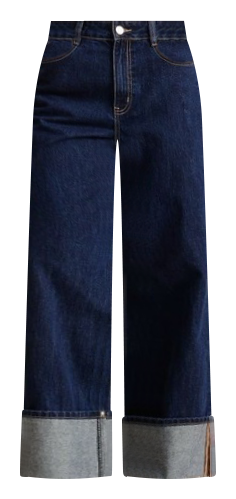 Wide Leg Cuff Denim Jean in Indigo