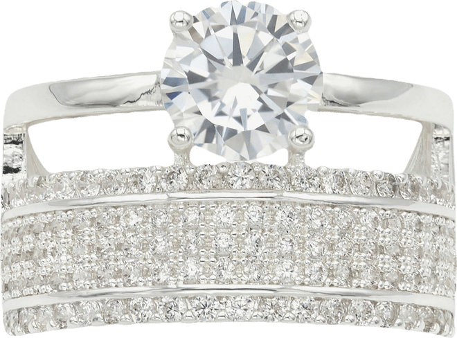 Sparkle Allure Womens Cubic Zirconia Pure Silver Over Brass Round Engagement Ring