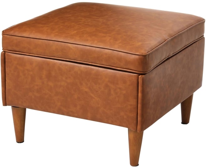 Creative Co-op 23.7" Solid Wood Atley Upholstered Modern Ottoman