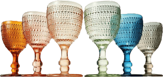 Khen Vintage Hobnail Goblet Wine Glasses, Set of 6