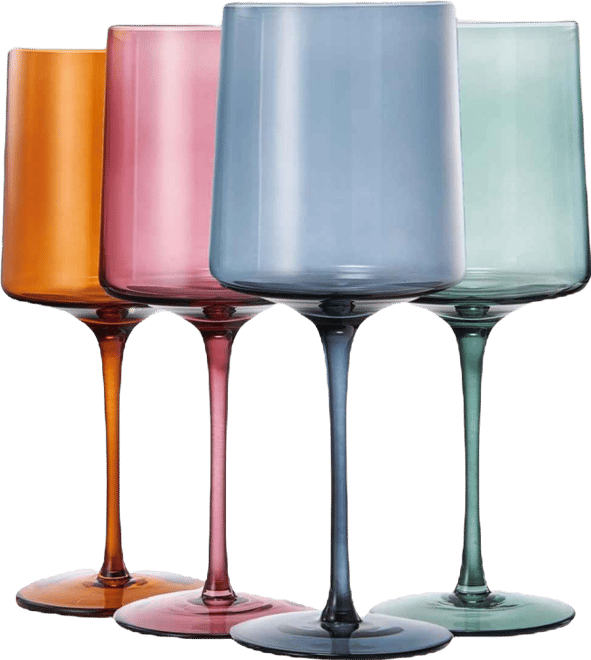 Khen Pastel Muted Square Wine Glasses, Set of 4