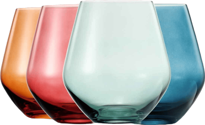 Khen Pastel Muted Stemless Wine Glasses, Set of 4