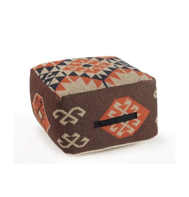 Cotton Pouf Ottoman for Living Room Footrest and Decorative Accent