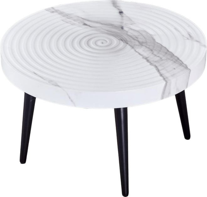 Streamdale Elegant Marble Round Coffee Table with Black Metal Legs