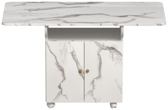 Streamdale Folding Dining Table with Storage and Cabinet, Multipurpose Space Saver