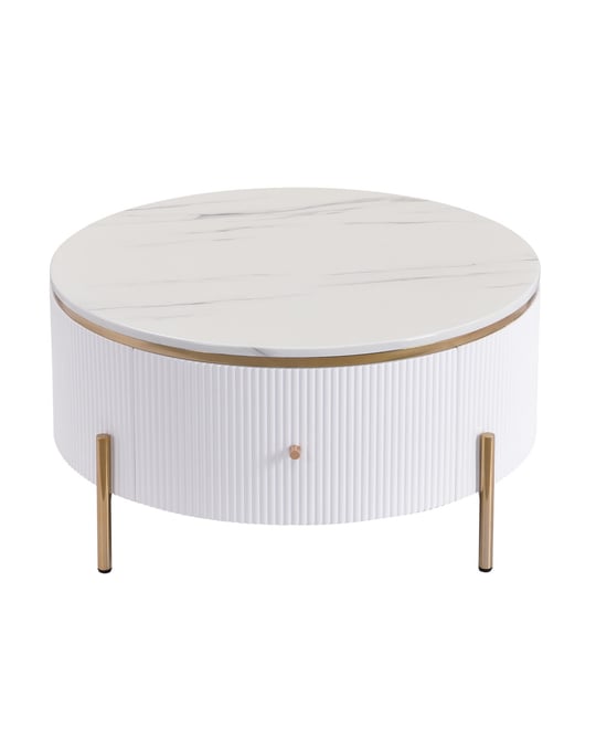 Streamdale Modern Round Coffee Table with 2 large Drawers Storage Accent Table(31.5")