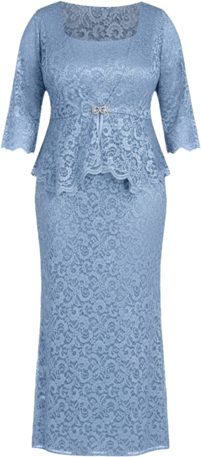 Plus Size Metallic Lace Jacket and Dress