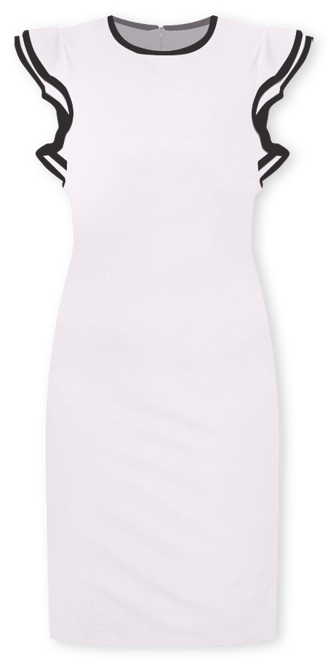 Petite Ruffle Sleeve Dress with Contrast Tipping