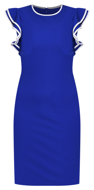 Petite Ruffle Sleeve Dress with Contrast Tipping