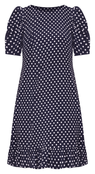 Women's Round-Neck Puff-Sleeve Ruffle-Hem Shift Dress