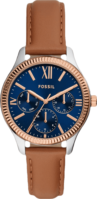 Women's Rye Multifunction Brown Leather Watch, 36mm