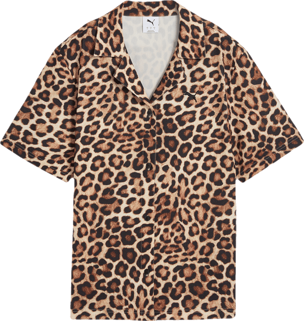 PUMA LEO LUXE Relaxed All-Over Print Woven Shirt
