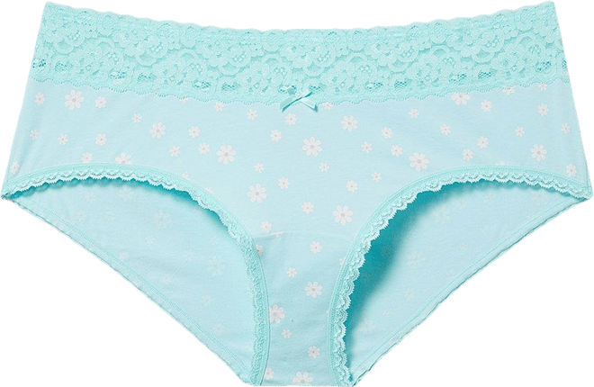 Cotton Mid-Rise Lace Trim Cheeky Panty