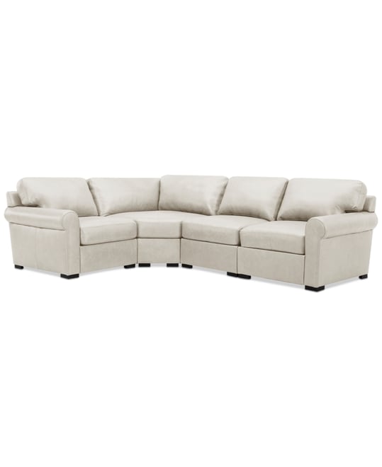 Radley Roll Arm 117" 4-Pc. Leather Wedge Corner L Sectional, Exclusively at Macy's