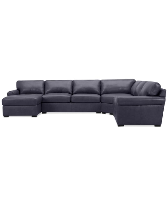 Radley Roll Arm 152" 5-Pc. Leather Wedge Corner Chaise Sectional, Exclusively at Macy's