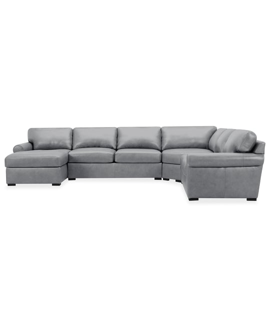Radley Roll Arm 152" 5-Pc. Leather Wedge Corner Chaise Sectional, Exclusively at Macy's