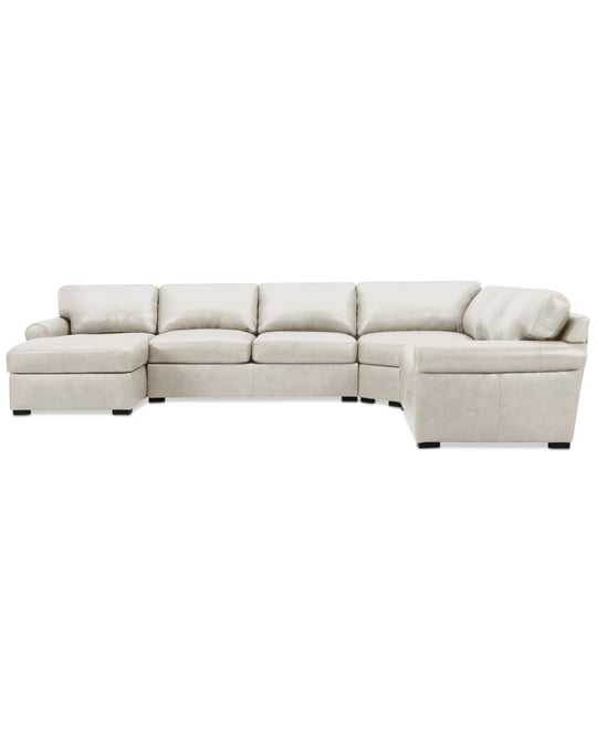 Radley Roll Arm 152" 5-Pc. Leather Wedge Corner Chaise Sectional, Exclusively at Macy's