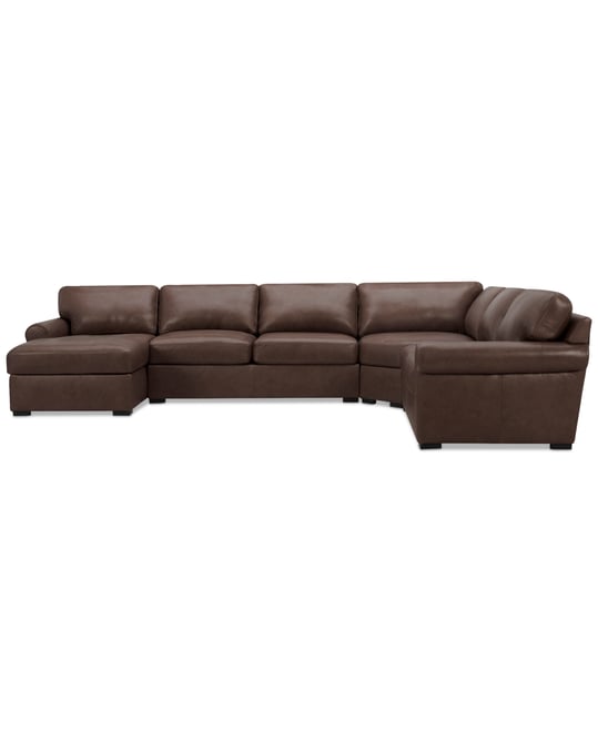 Radley Roll Arm 152" 5-Pc. Leather Wedge Corner Chaise Sectional, Exclusively at Macy's