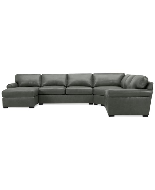 Radley Roll Arm 152" 5-Pc. Leather Wedge Corner Chaise Sectional, Exclusively at Macy's