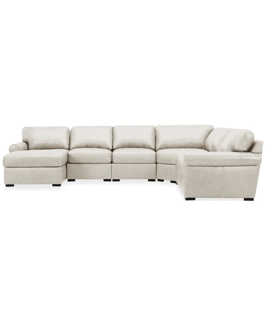Radley Roll Arm 145" 6-Pc. Leather Wedge Corner Chaise Sectional, Exclusively at Macy's
