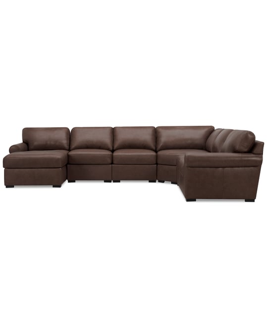 Radley Roll Arm 145" 6-Pc. Leather Wedge Corner Chaise Sectional, Exclusively at Macy's