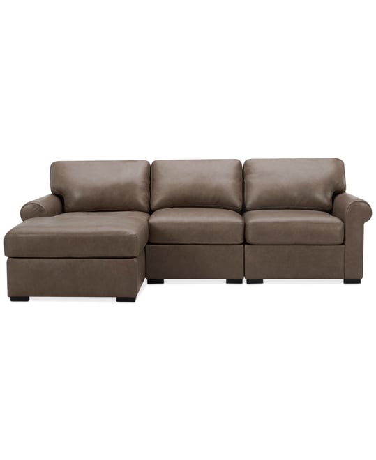 Radley Roll Arm 104" 3-Pc. Leather Sectional, Exclusively at Macy's