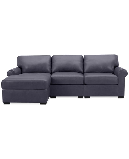 Radley Roll Arm 104" 3-Pc. Leather Sectional, Exclusively at Macy's