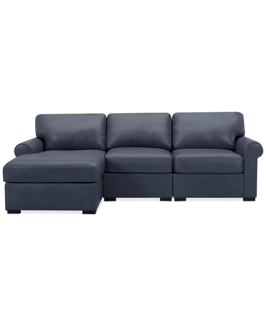 Radley Roll Arm 104" 3-Pc. Leather Sectional, Exclusively at Macy's