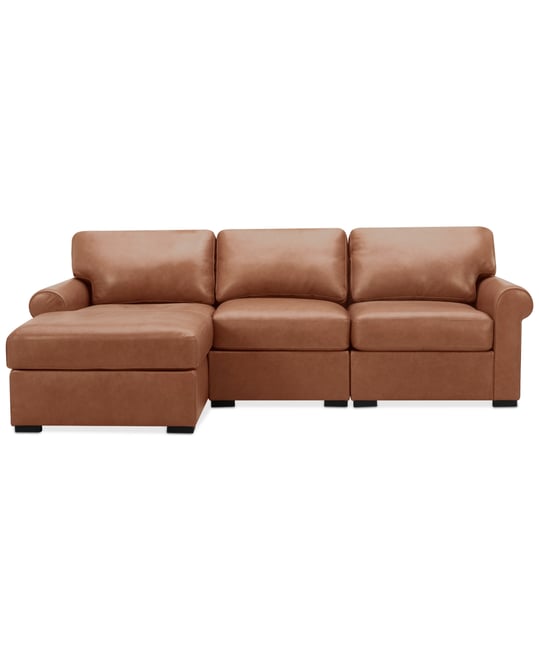 Radley Roll Arm 104" 3-Pc. Leather Sectional, Exclusively at Macy's