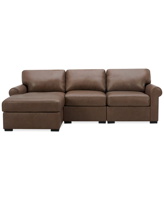 Radley Roll Arm 104" 3-Pc. Leather Sectional, Exclusively at Macy's