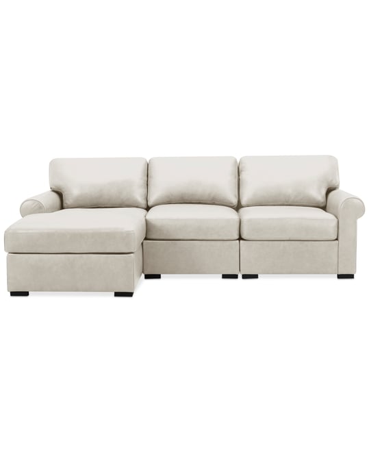 Radley Roll Arm 104" 3-Pc. Leather Sectional, Exclusively at Macy's