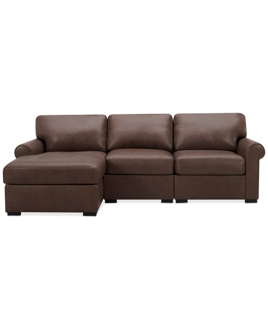 Radley Roll Arm 104" 3-Pc. Leather Sectional, Exclusively at Macy's