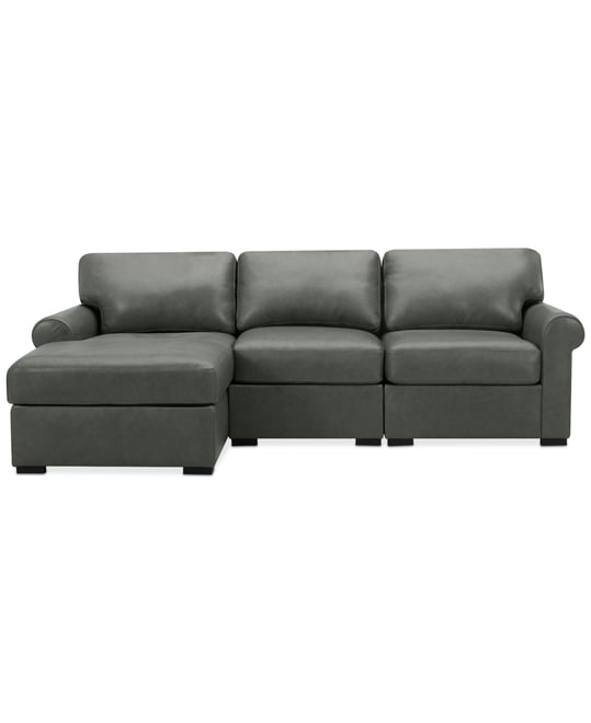Radley Roll Arm 104" 3-Pc. Leather Sectional, Exclusively at Macy's